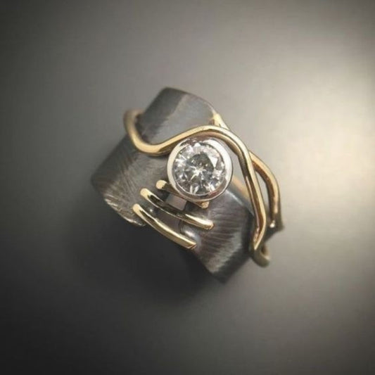 Donkere Vintage Ring met Zirkonia