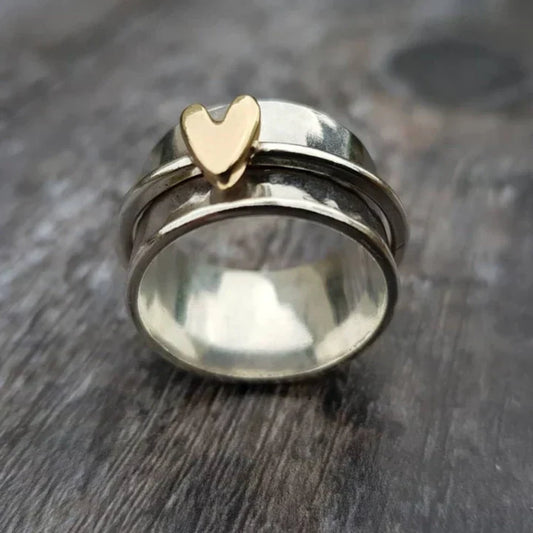 Vintage Hangende Hart Zilveren Ring