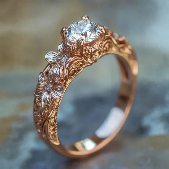 Kristallen Bloesem Gouden Ring