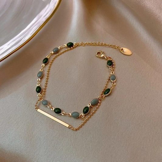 Groene Steen Armband in Goud