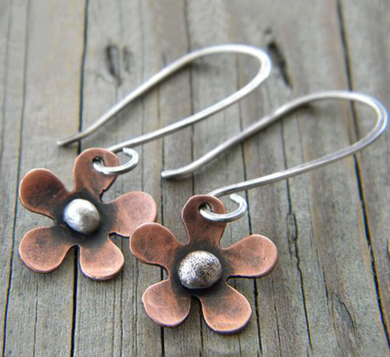 Vintage Bloem Oorbellen in Zilver