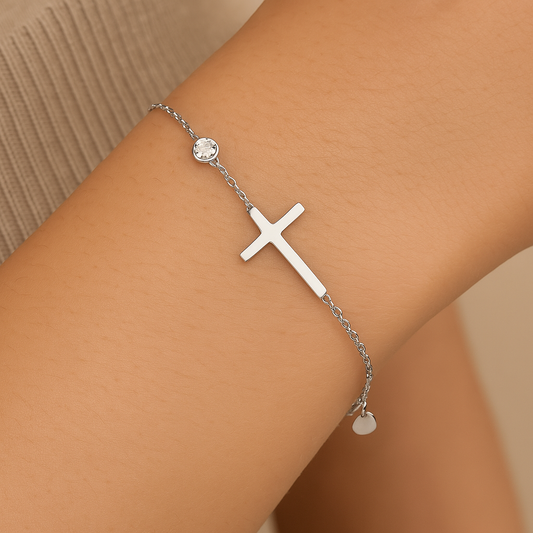 Zilveren Geloof Hart Armband
