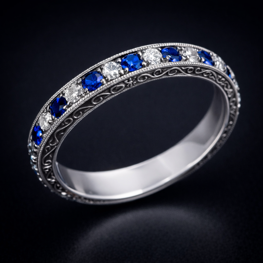 Fijne Blauwe Zilveren Zirkonia Ring