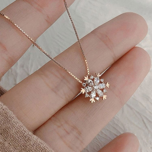 Glitterende Sneeuwvlok Kristallen Ketting in Goud en Zilver