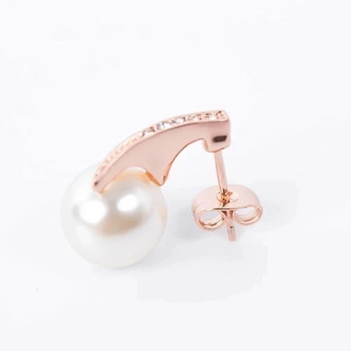 Set Ketting + Oorbellen met Parel in Roségoud