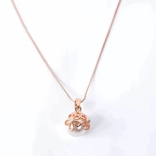 Set Ketting + Oorbellen met Parel in Roségoud