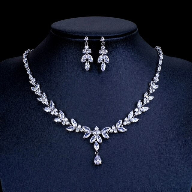 Zirconia Ketting + Oorbellen Set in Sterling Zilver