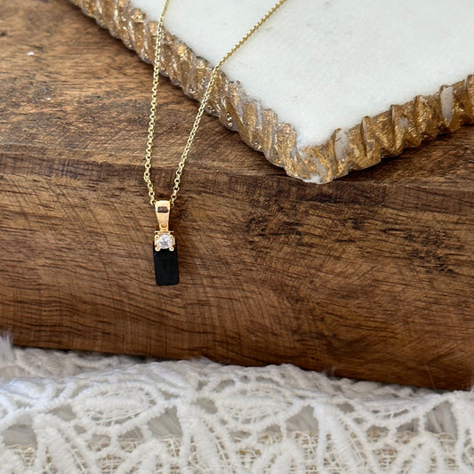 Alessia Zwarte Onyx Bar Ketting