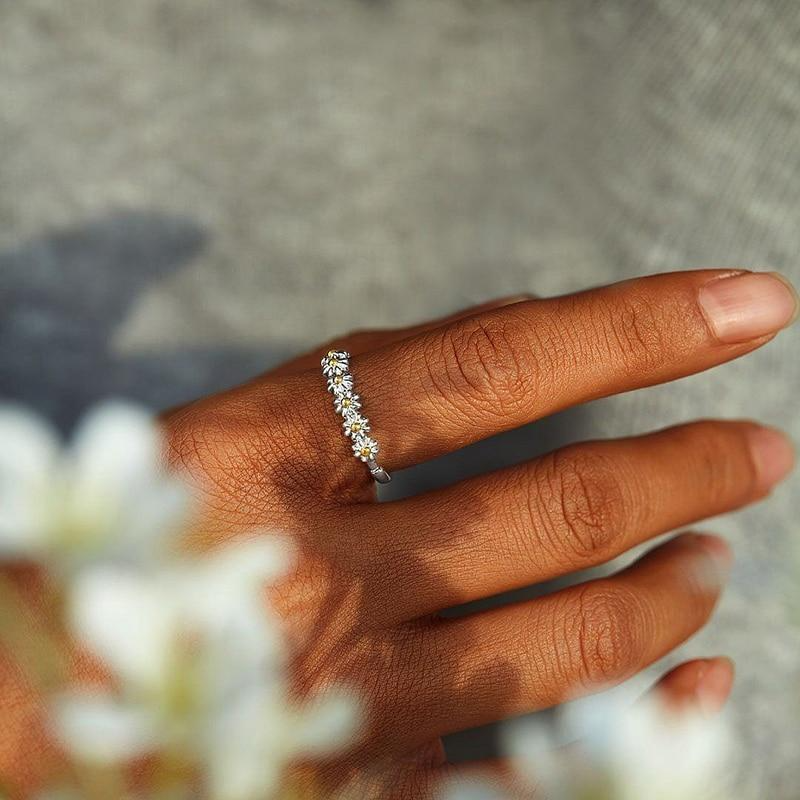 Verstelbare Zilveren en Handgeschilderde Emaille Margriet Ring