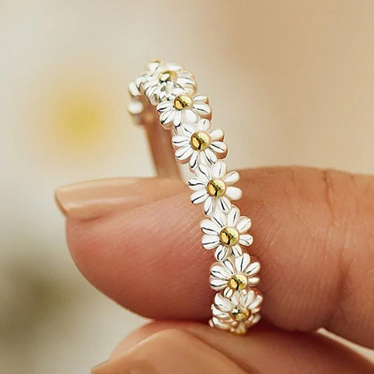 Verstelbare Zilveren en Handgeschilderde Emaille Margriet Ring
