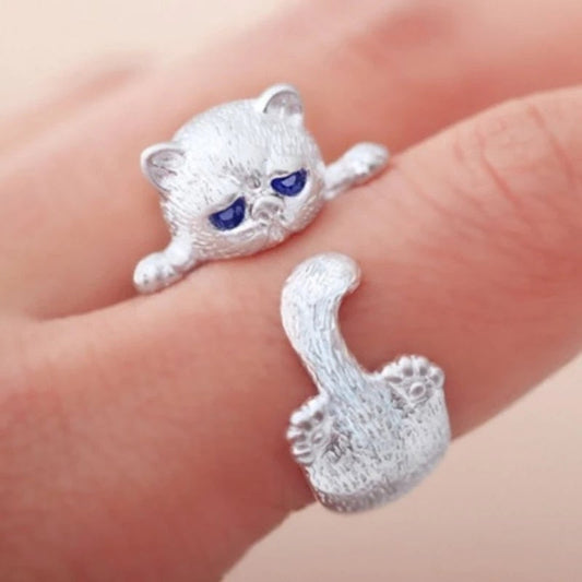 Verstelbare 925 Sterling Zilveren Kittenring