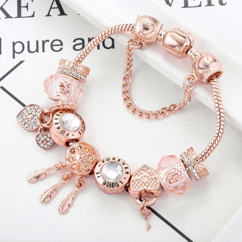 Rozen Dromenvanger Armband met Charms Inclusief in Sterling Zilver