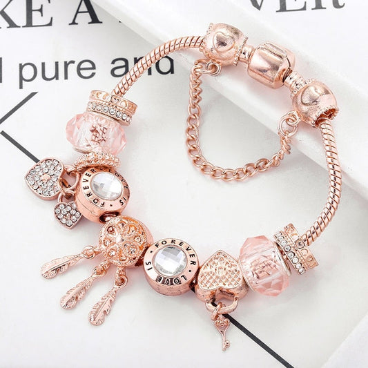 Rozen Dromenvanger Armband met Charms Inclusief in Sterling Zilver