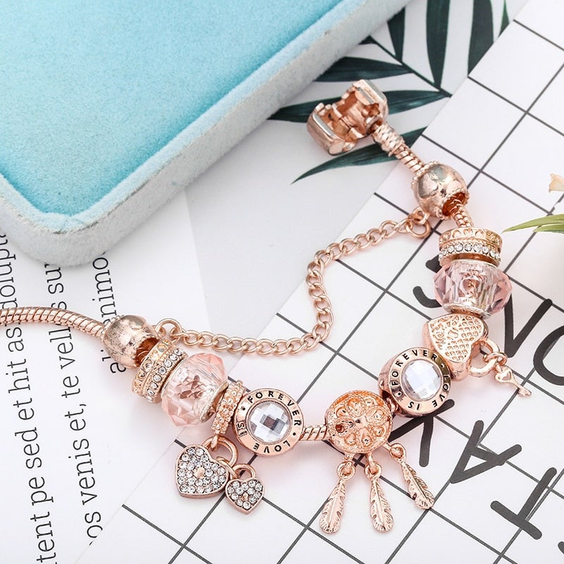 Rozen Dromenvanger Armband met Charms Inclusief in Sterling Zilver