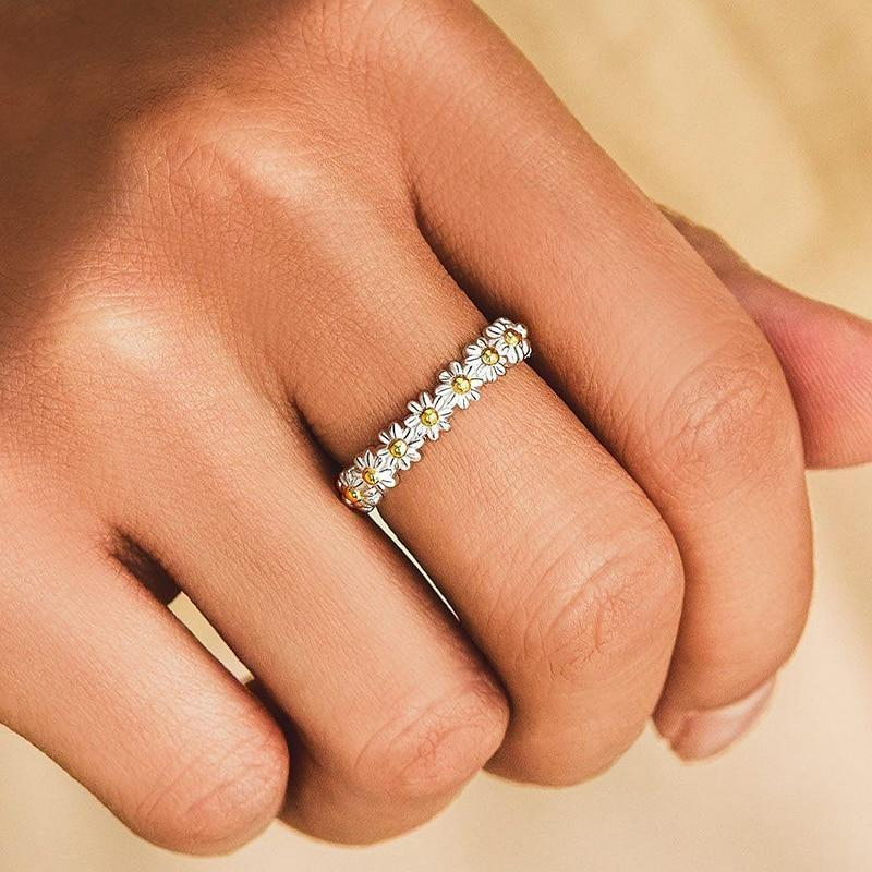 Verstelbare Zilveren en Handgeschilderde Emaille Margriet Ring