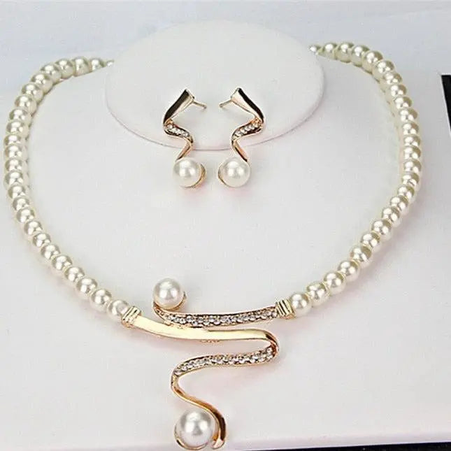Halsketting en Oorbellen Set met Natuurlijke Parel