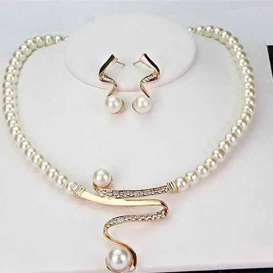 Halsketting en Oorbellen Set met Natuurlijke Parel
