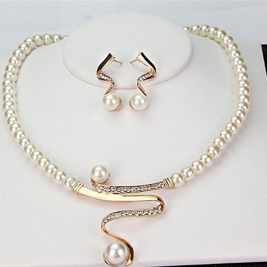 Natuurlijke Parel Halsketting + Oorbellen Set
