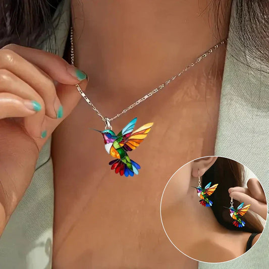 Prachtige Kolibrie Ketting met Bonus Oorbellen - Beperkte Tijd Aanbieding