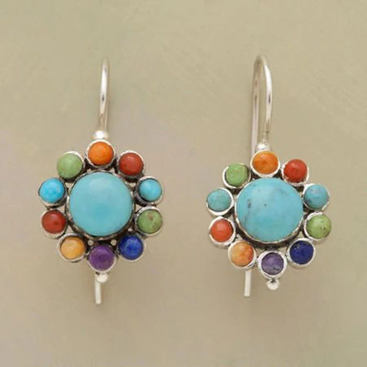 Multicolour Turquoise Ronde Oorbellen