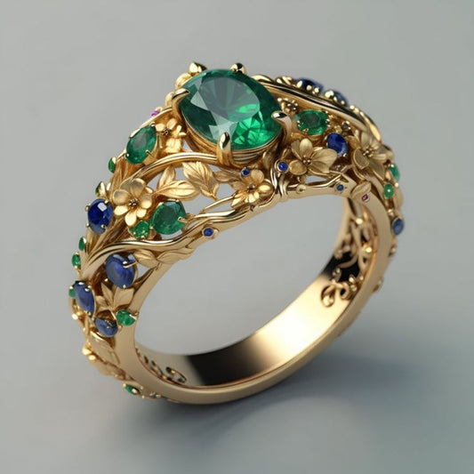 Luxe Smaragd & Saffier Ring