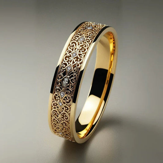 Exotische fijne gouden holle ring