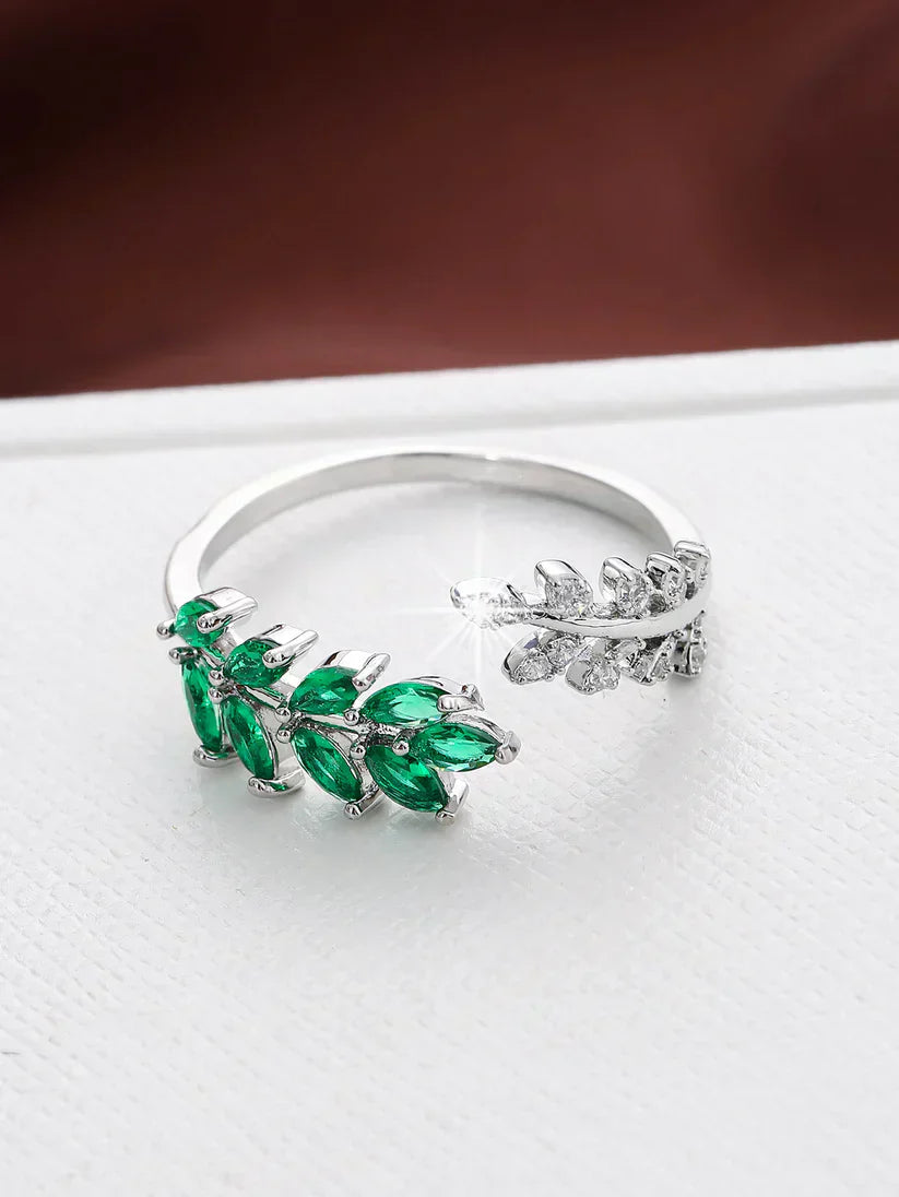 Antieke Groene Bladeren Ring