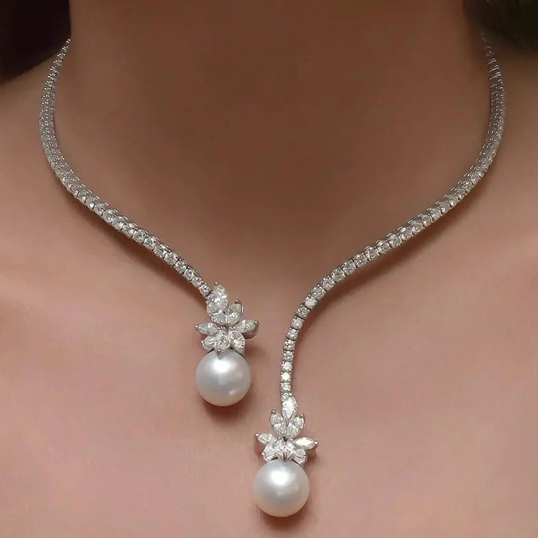Elegante glanzende ketting met parels van sterling zilver