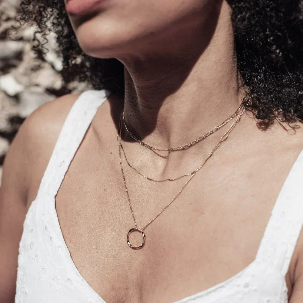 Drie Rij Open Cirkel Ketting | Goud