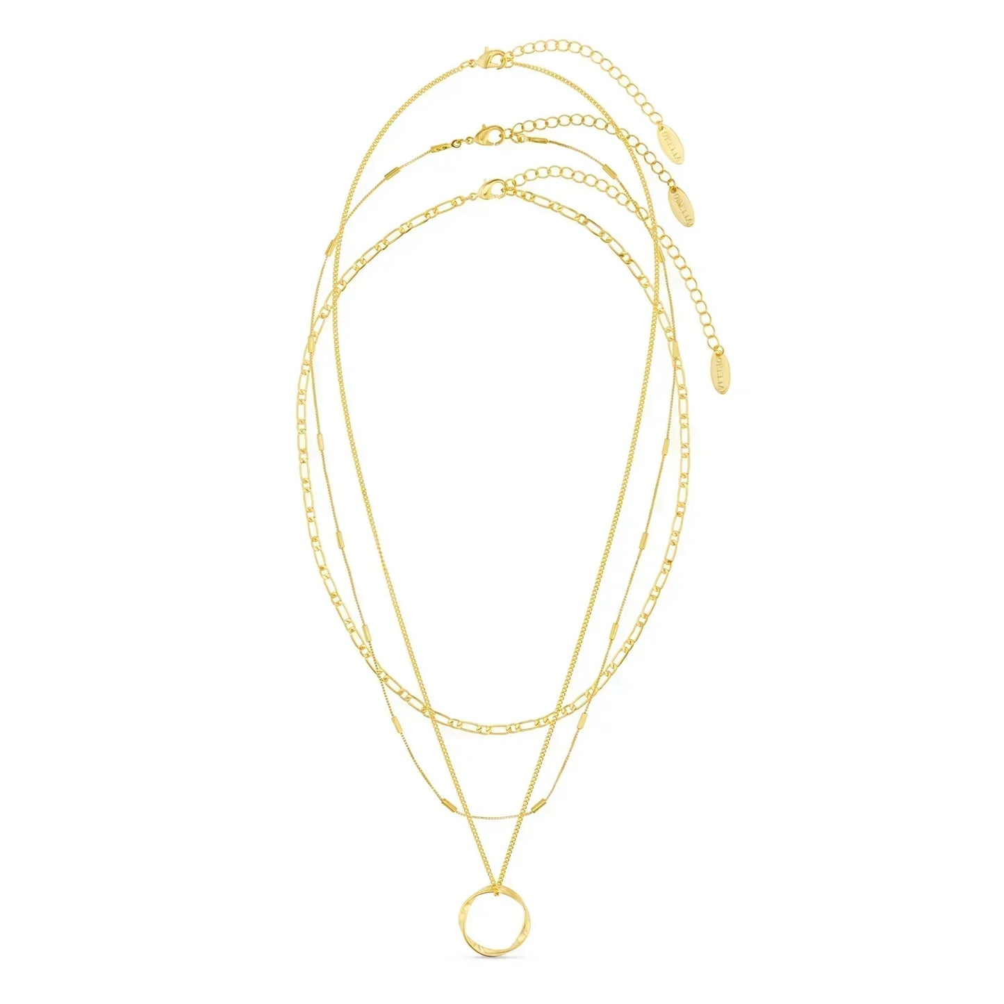 Drie Rij Open Cirkel Ketting | Goud