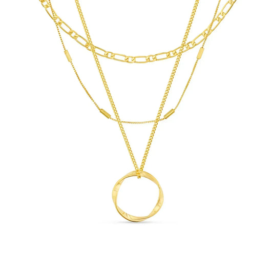 Drie Rij Open Cirkel Ketting | Goud