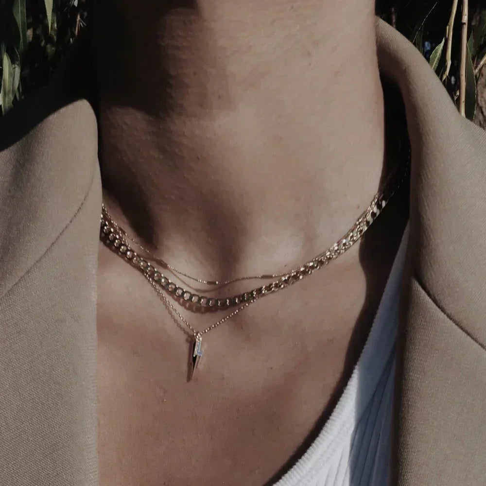 Platte Schakel Ketting | Goud