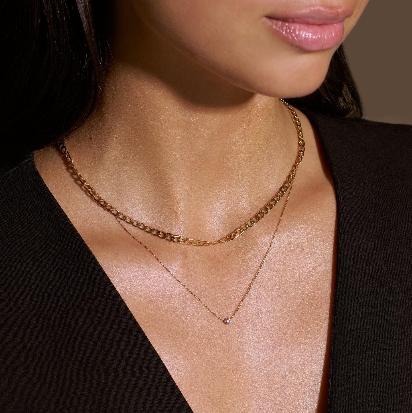 Platte Schakel Ketting | Goud