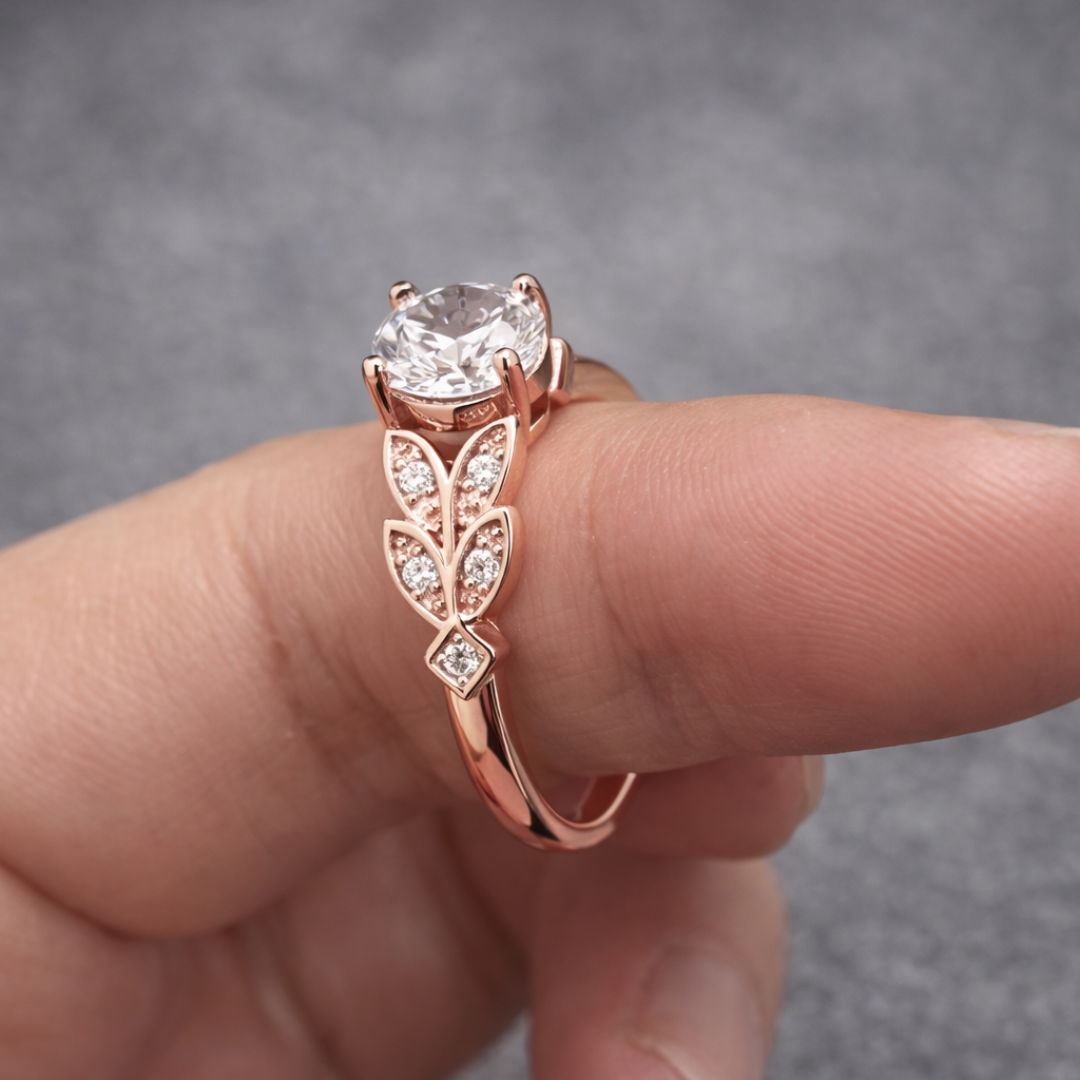 Exotische Bloemenkroon Zirconia Gouden Ring