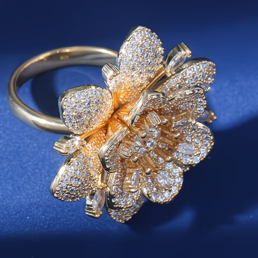 Gouden Plated & Zircoina Bloemring