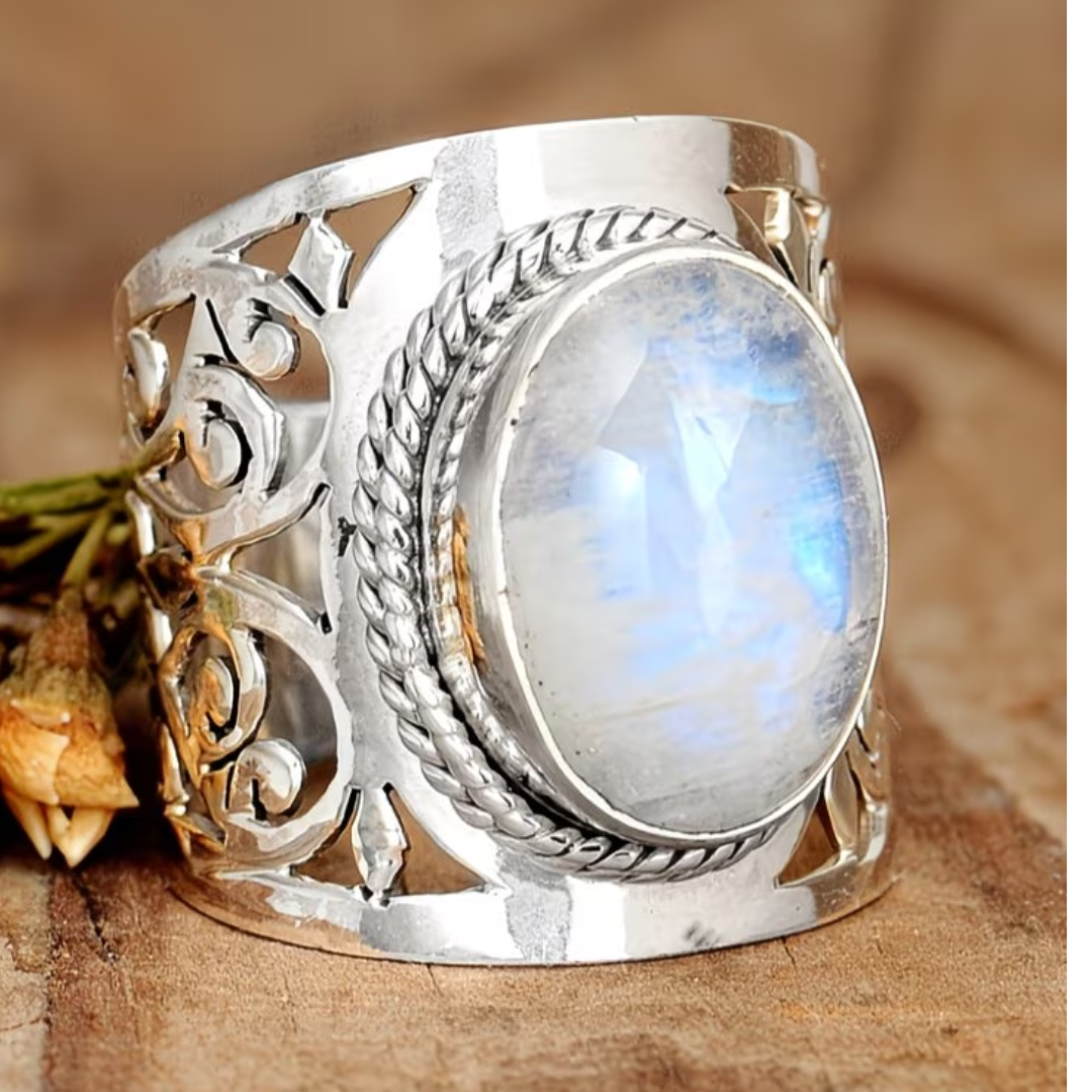 Vintage Bohemian Stijl Opal Zilveren Ring