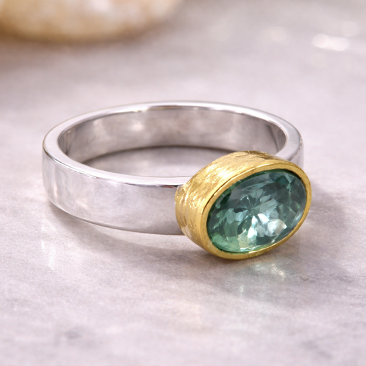 Vintage Groene Zilveren Ring