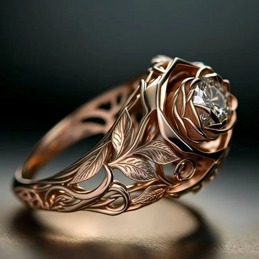 Roze Gouden Bloemring