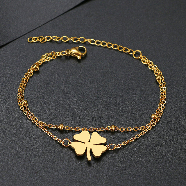 Gouden en Zilveren Klavertje Armband