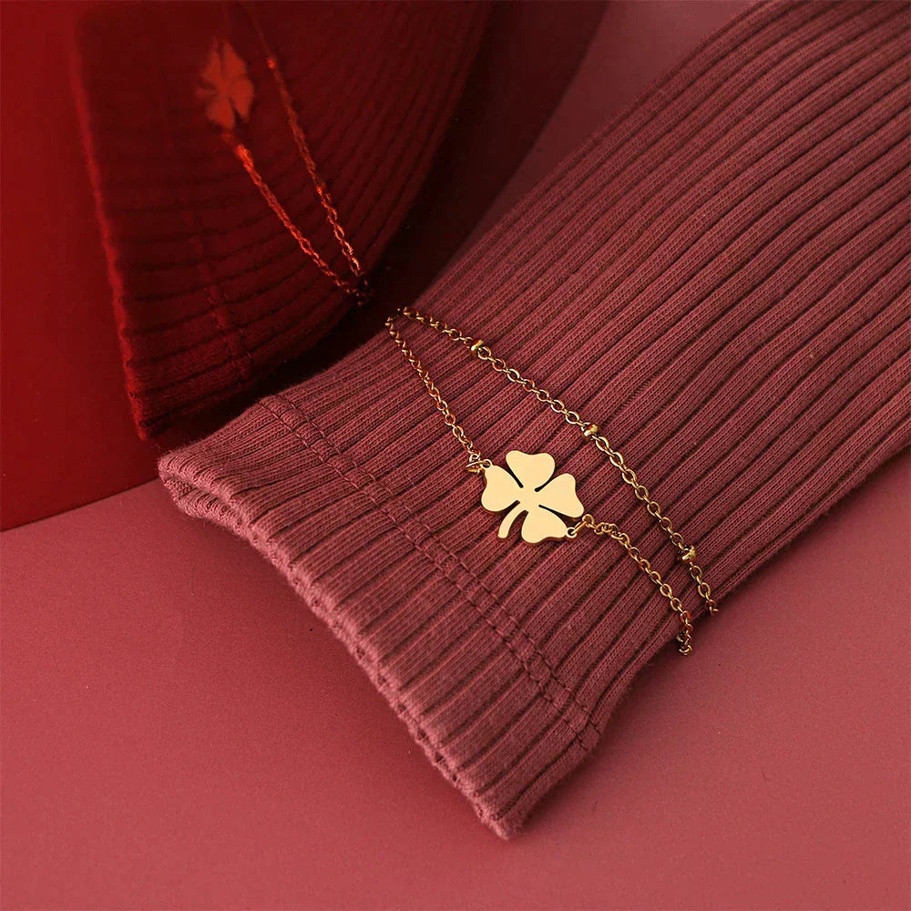 Gouden en Zilveren Klavertje Armband