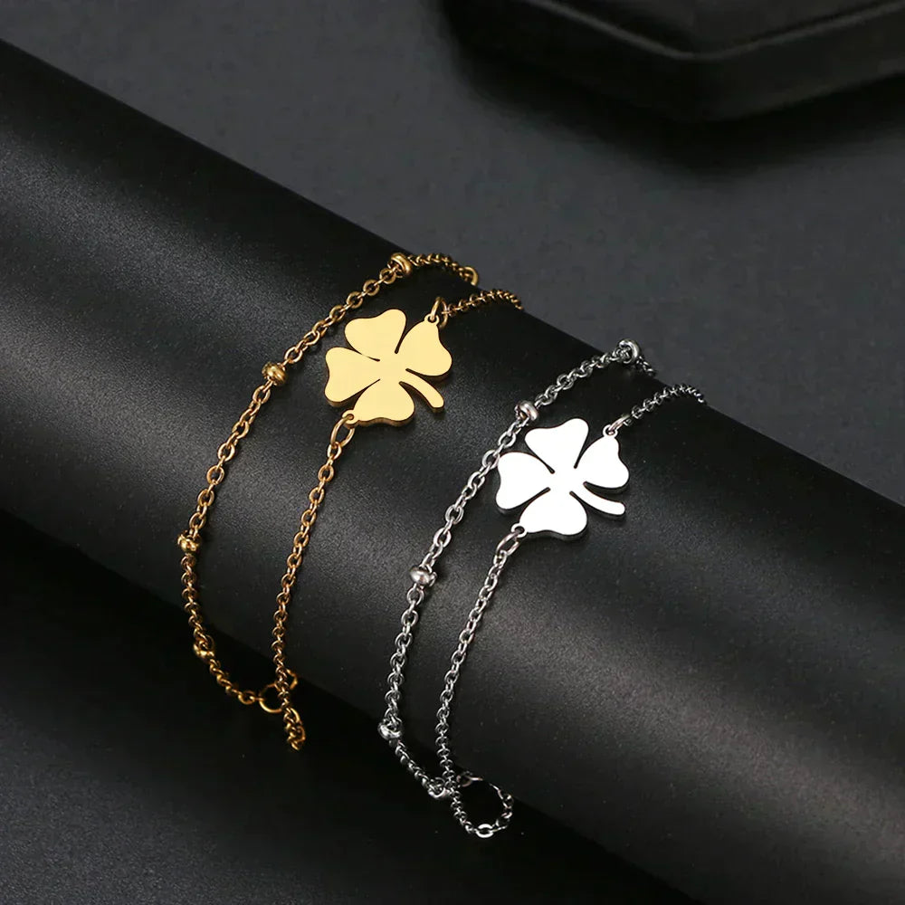 Gouden en Zilveren Klavertje Armband