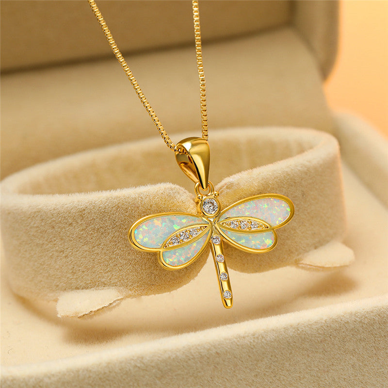 Vliegend hert Ketting in Goud met Opal