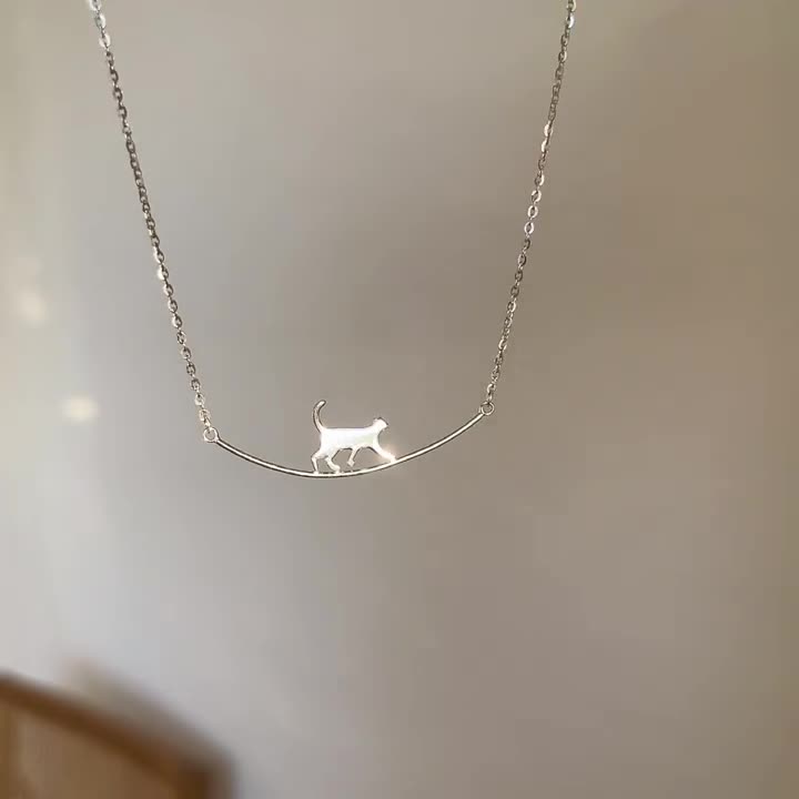 Klimmende Kat Ketting in Zilver