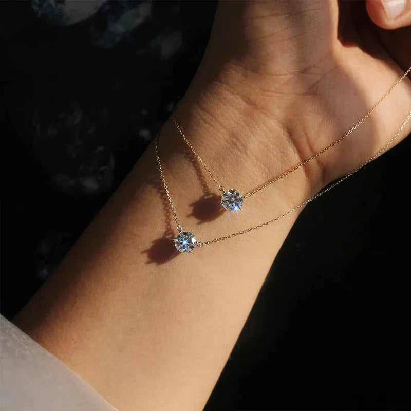 Elegante solitair ketting met kristal
