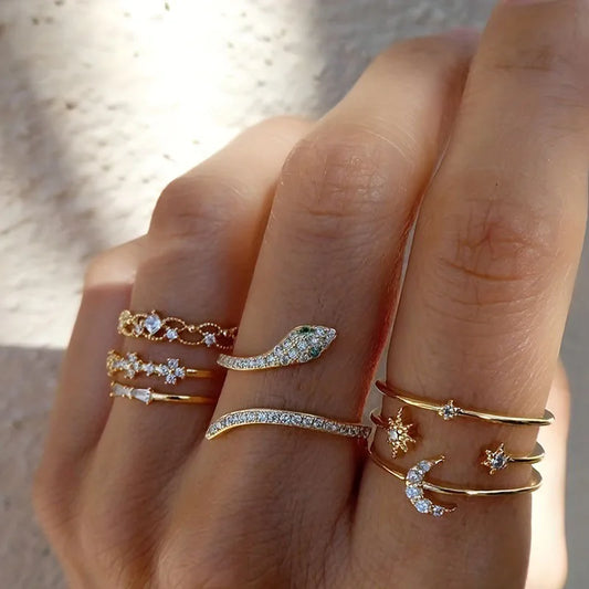 Vintage Gouden Heldere Ring Set
