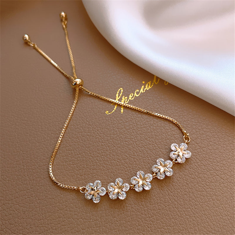 Kristallen Daisy Armband in Goud