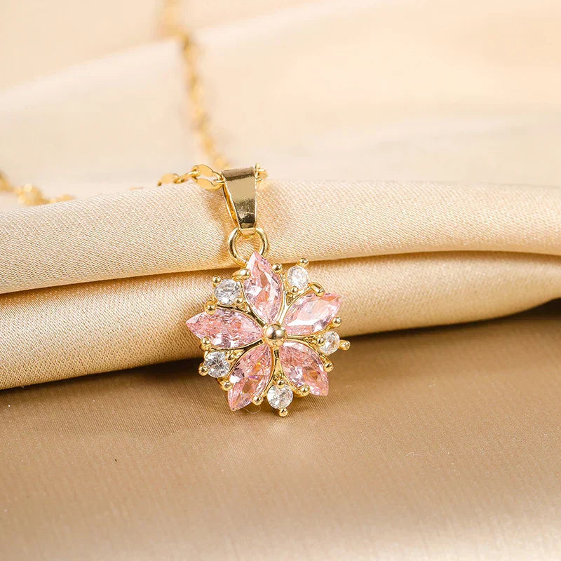 Romantische Roze Sakura Ketting van RVS