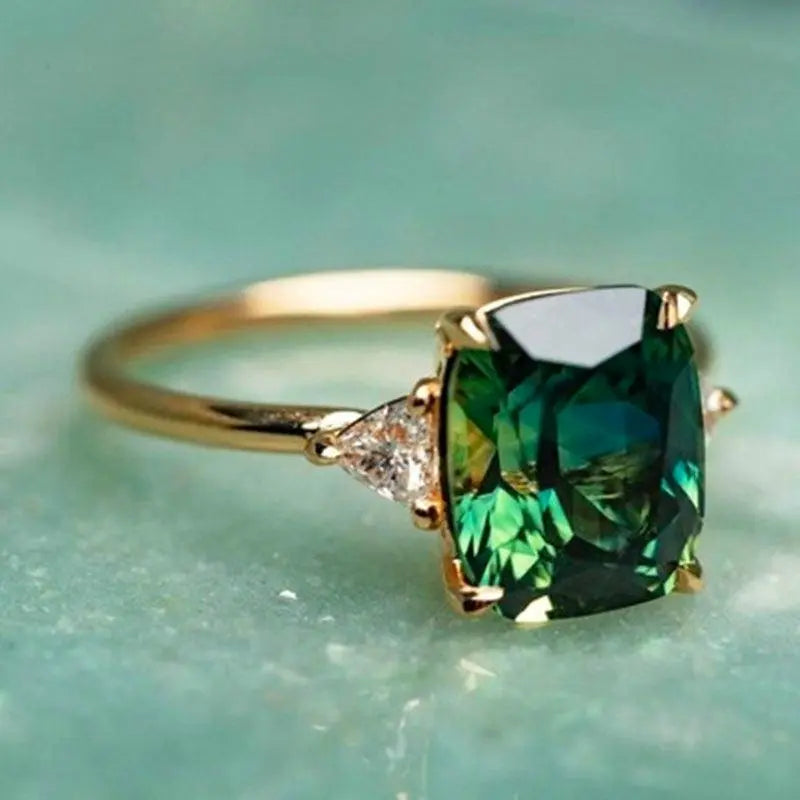 Elegante Vierkante Smaragd Ring