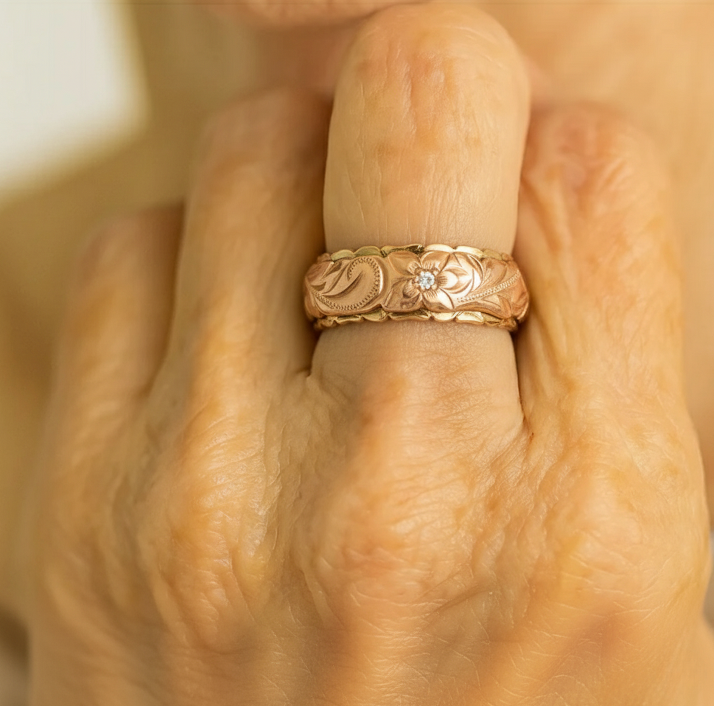 Vintage Rozenbloem Gouden Ring