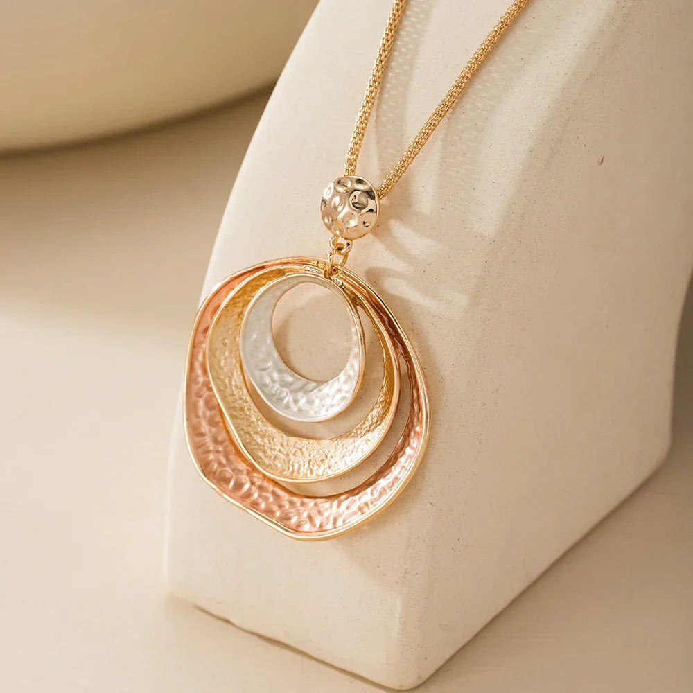 Vintage Gouden & Zilveren Laagjes Cirkel Ketting